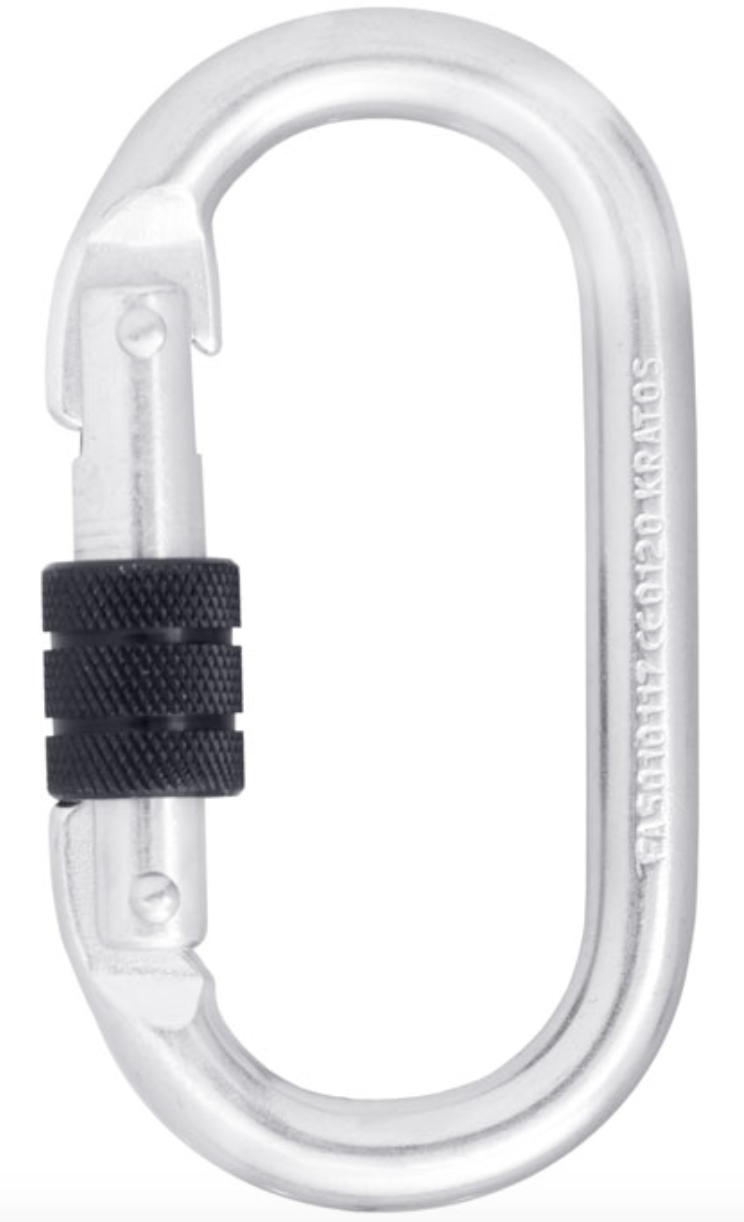 Steel Screw Locking Karabiner - MBS 25kN - Gate Opening 18mm 18mm