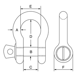 GT Blue Pin Grade 6 Bow Shackles with Screw Collar Pin