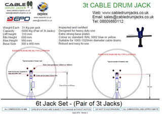 6.0t Cable Drum Jack Set - Manual Screw Type - from JACKITUP