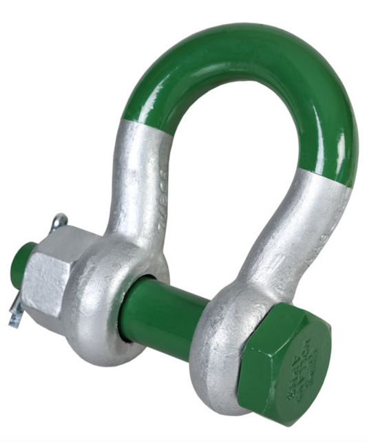 Green Pin Super Grade 8 Bow Shackle with Safety Nut and Bolt Pin 120t