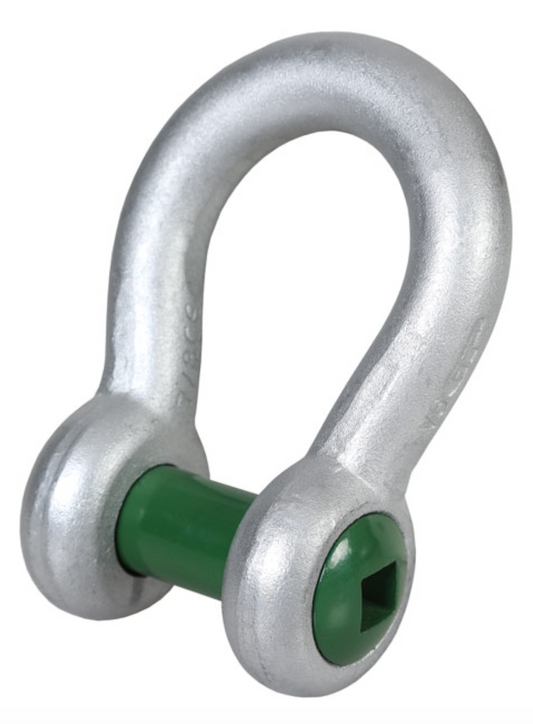 Green Pin Grade 6 Square Sunken Hole Bow Shackle 17t