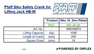 Pfaff Crank for Lifting Jack HB-W