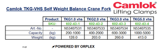 Camlok TKG-VHS 5000kg Self-Balance Crane Forks