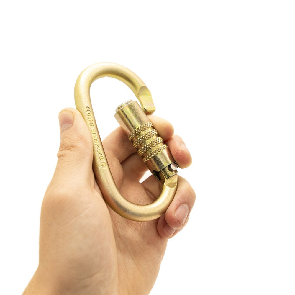 ISC Oval Keylock Twistlock Steel Karabiner - MBS 25kN - Gate 16mm - Zinc Finish