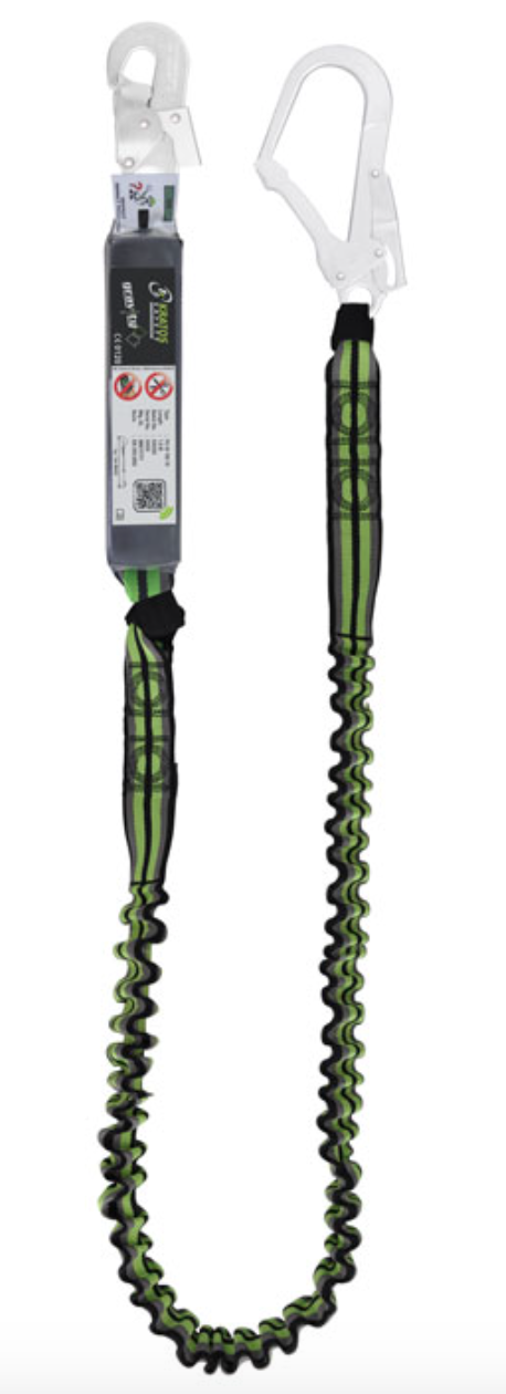 2m Gravity Shock Absorbing Expandable Webbing Lanyard with Scaff Hook 2m