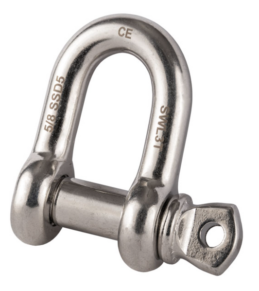 Stainless Steel  AISI 316 Load Rated Screw Collar Pin Dee Shackle 0.5t