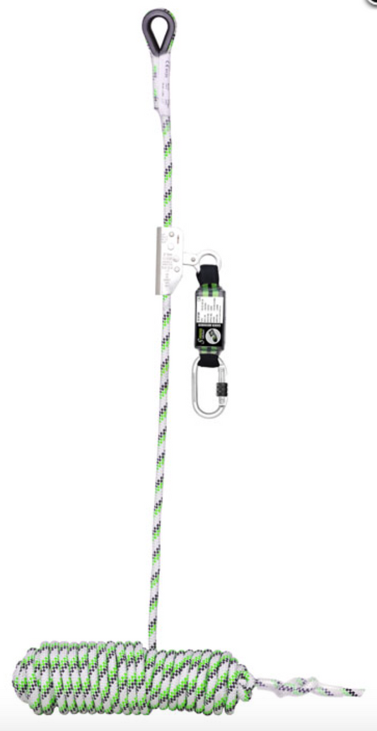 Kratos - NIRO Captive Fall Arrester attached to 12mm Kernmantle Rope 50m