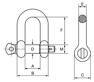 Cartec Grade 6 AISI 316L Dee Shackle with Screw Collar Pin