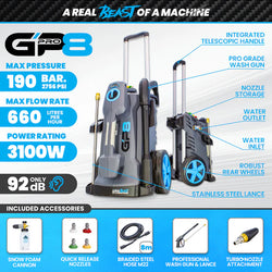 Gorilla Power GP8 - Semi-Professional Electric Pressure Washer - 190 Bar Max Pressure