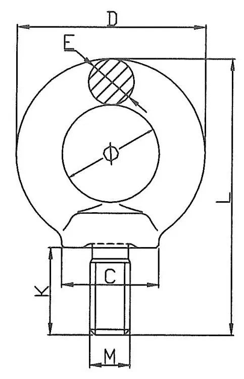 Grade 80 Lifting Collared Eyebolt (Yellow) Main Dims from RiggingUK