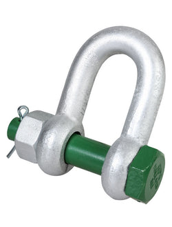 Green Pin Grade 6 Safety Dee Shackles with Bolt and Safety Nut