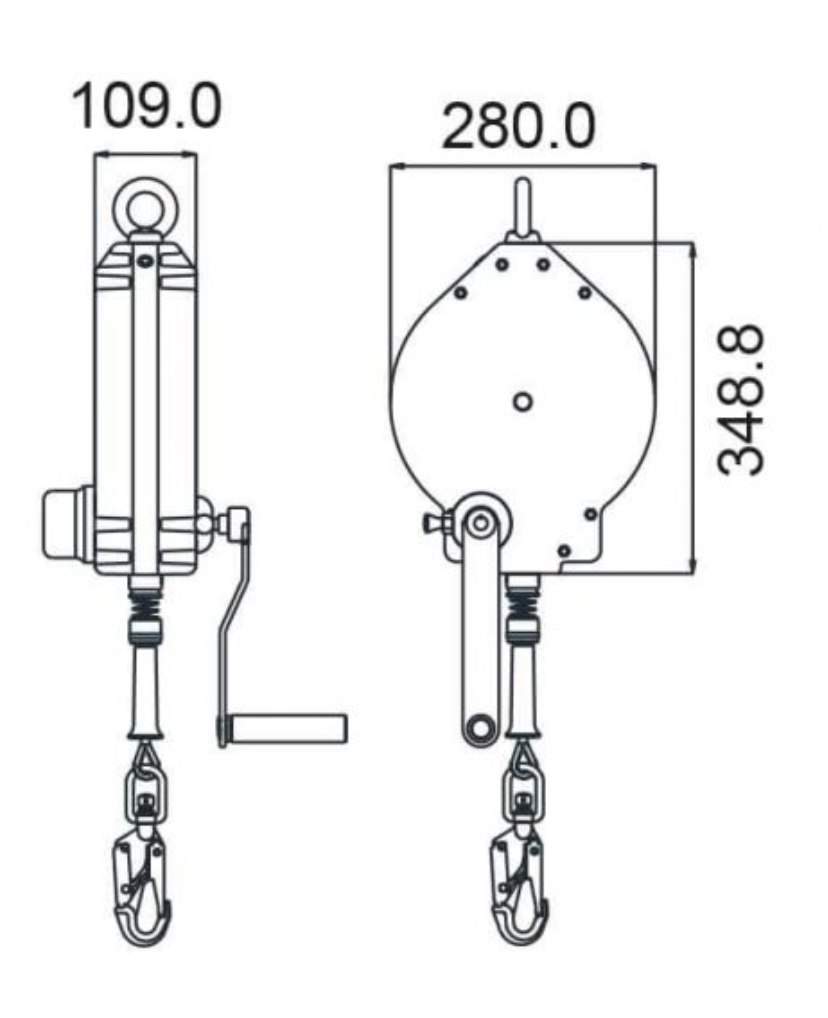 Kratos - 30m Olympe Wire Rope Fall Arrest Block c/w Integrated Rescue Winch