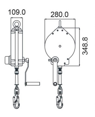 30m Olympe Wire Rope Fall Arrest Block c/w Integrated Recovery System