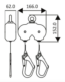 Kratos - 2m Olympe Twin Retractable Webbing Fall Arrest Block