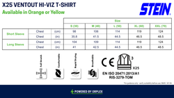 STEIN - X25 VENTOUT Hi-Viz T-Shirt Long Sleeve - Orange - Assorted Sizes