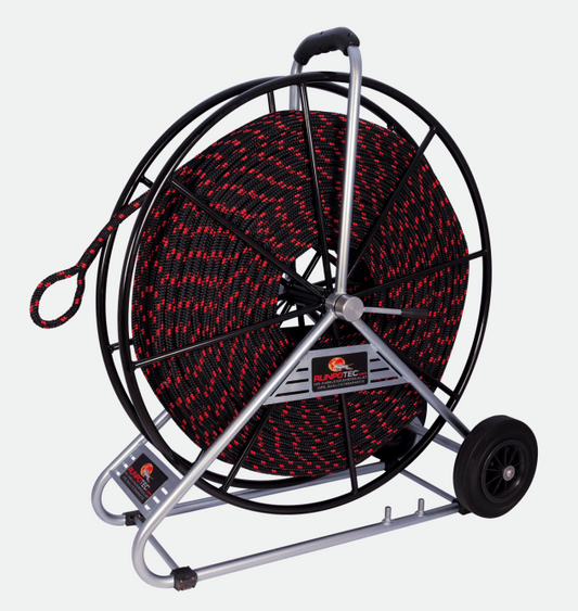 RUNPOTEC - 12mm Diameter Pulling Rope Polyester with Reel Ø12mm - 200m - 2 x (SE) Spliced Eye  - MBL 2,180kg incl. reel