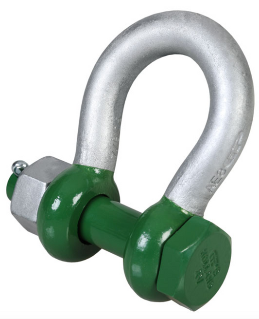 Green Pin Polar Grade 8 Bow Shackle with Safety Nut and Bolt Pin 85t