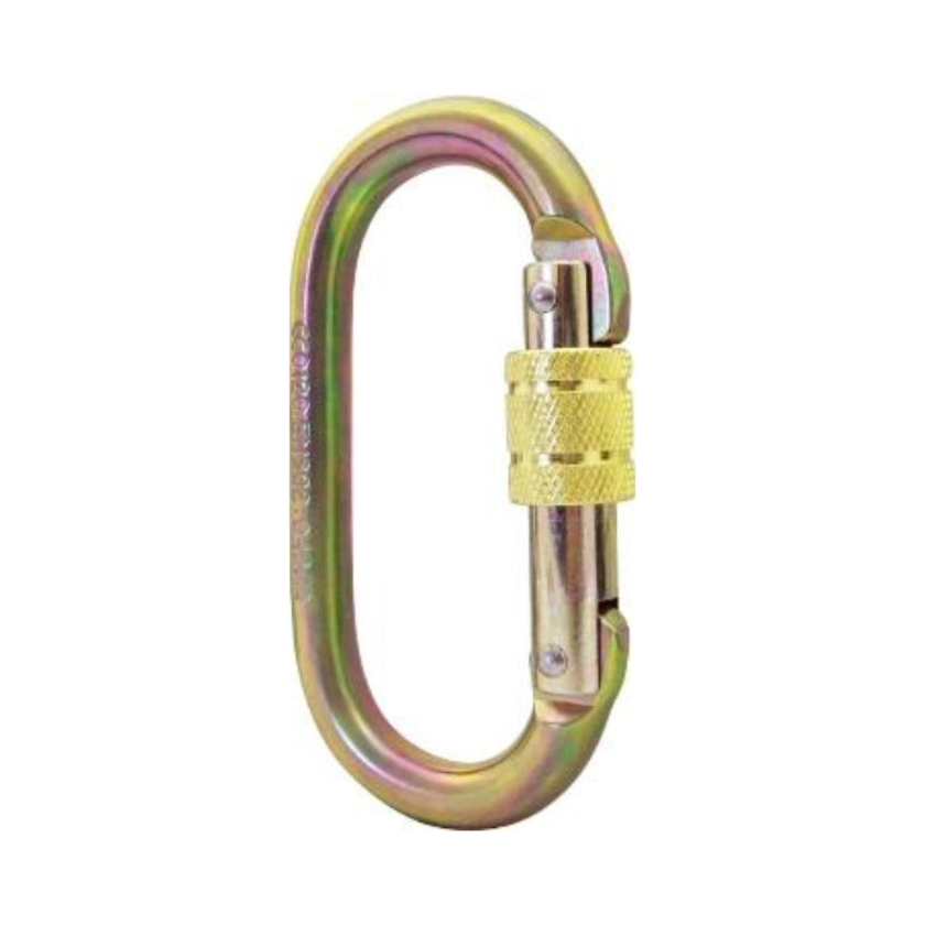 ISC Oval Screwgate Steel Karabiner - MBS 25kN - Gate 17mm - Zinc Finish from RiggingUK