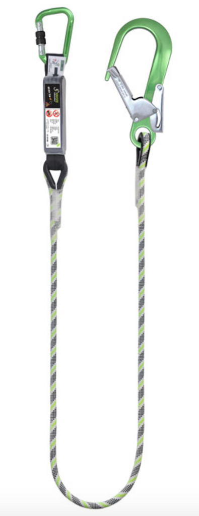 1.2m or 2.0m Gravity-S Shock Absorbing Anti-Cut 11mm Kernmantle Single Lanyard with Karabiner and Scaff Hook 2m