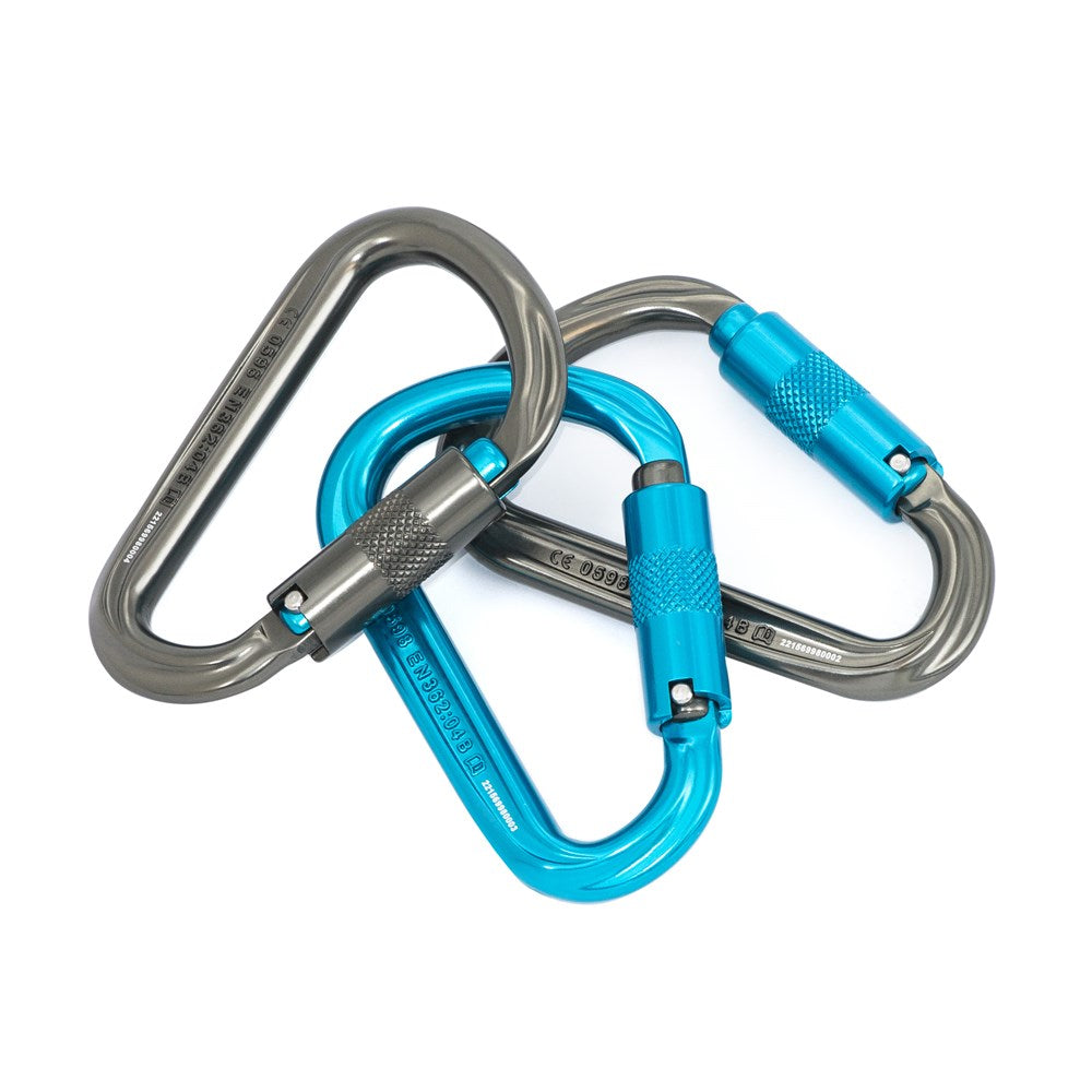 ISC HMS Karabiner 3-Pack, Titanium/Turquoise