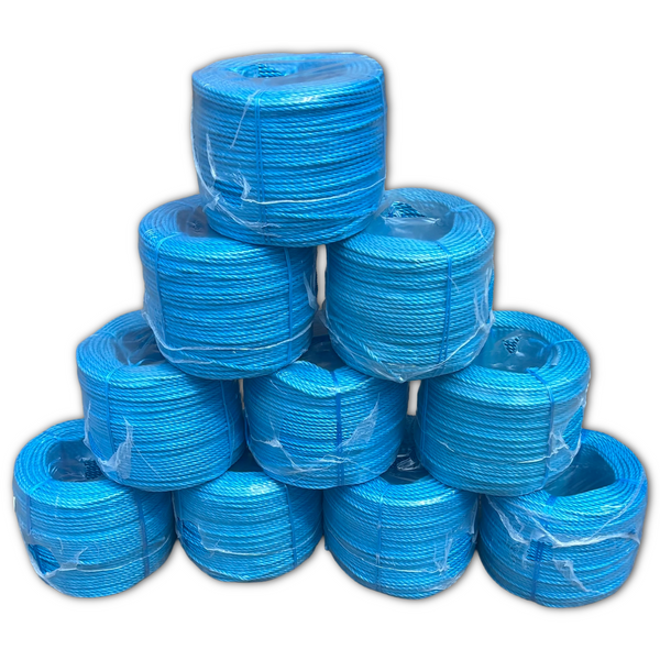 Trade pack of 10, 6mm diameter 220m coil of blue polypropylene rope
