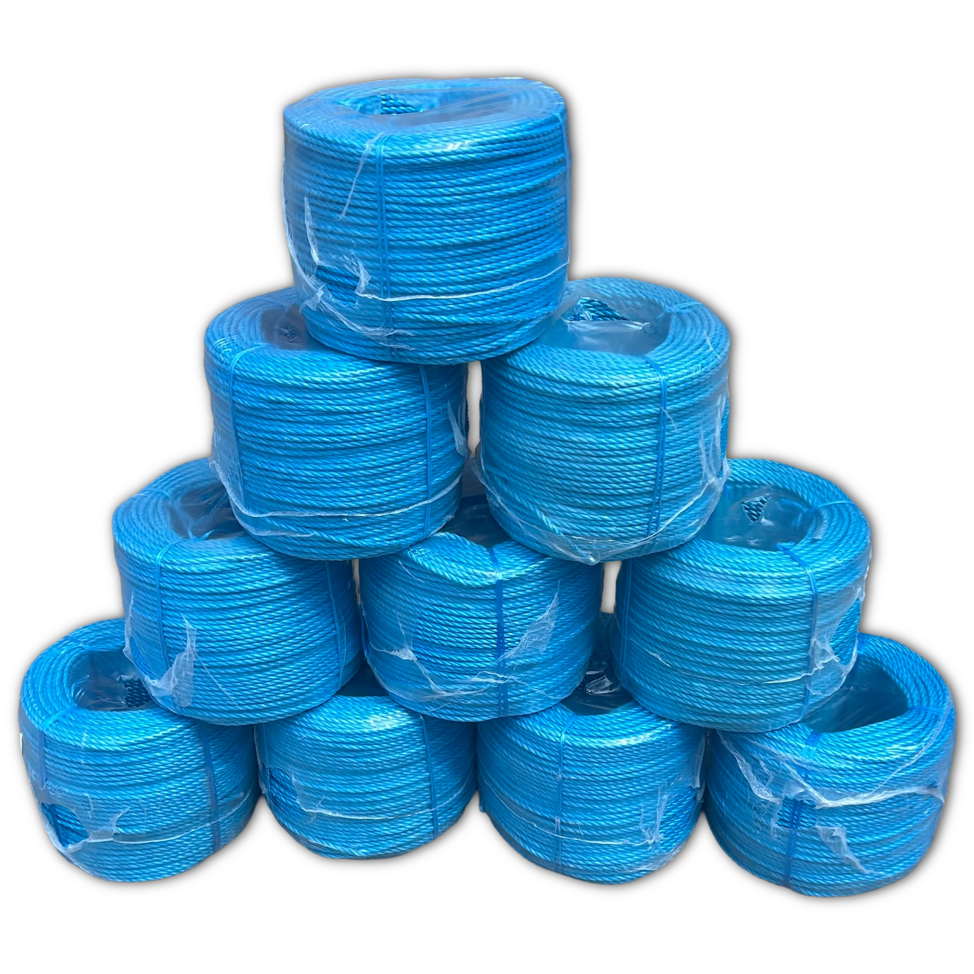 Trade pack of 10, 6mm diameter 220m coil of blue polypropylene rope