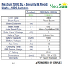 Product specifications table for NexSun 1000 SL security and flood light