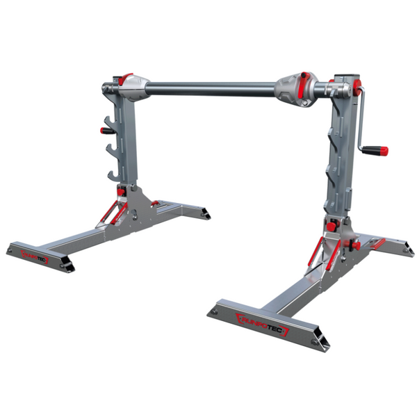 RUNPOTEC Silver and red  RUNPOLIFTER 4500 – 4.5t Cable Drum Lifter