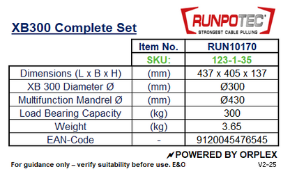Product Specifications Table for RUNPOTEC XB300 Complete Set