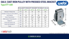 Technical specifications table with diagram showing dimensions for WEBI Galvanised cast iron pulley with pressed steel bracket, Type ETT-160