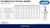 Technical Specifications Table for WEBI Black Polyamide Pulley with ball bearings, Type ETT-104P