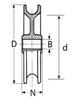 Technical drawing of Polyamide Pulley type ETT-190P 