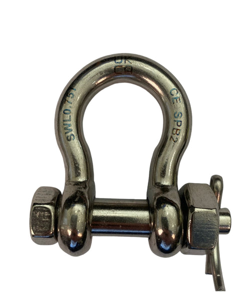 Load Rated Stainless Steel AISA 316 Safety Nut and Bolt Pin Bow Shackle