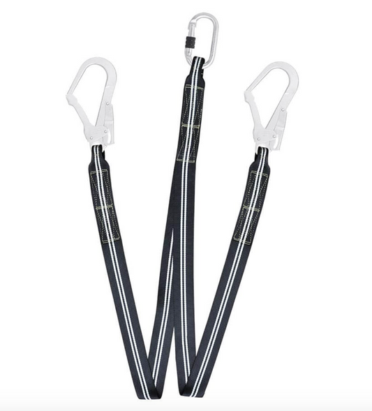 1.5m Flame Resistant Y Forked Restraint Webbing Lanyard with Twin Scaff Hooks 1.5m