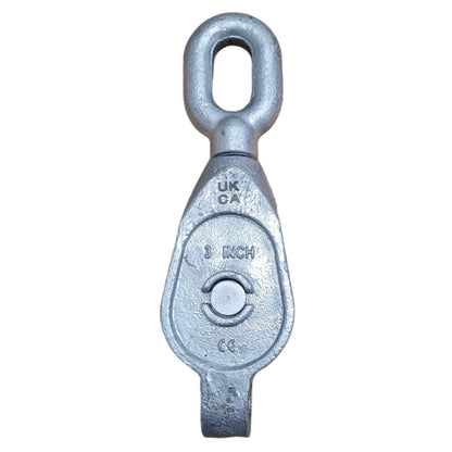 Galvanised Malleable Iron GMI Pulley Block - Single - Swivel Oval Eye