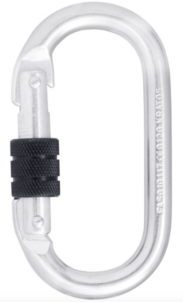 Steel Screw Locking Karabiner - MBS 25kN - Gate Opening 18mm 18mm