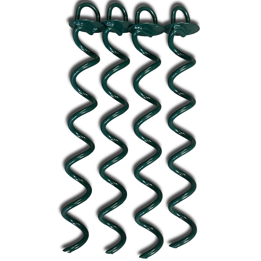 4 of 400mm Green Powder coated Ground anchor by RiggFix 325kg Holding Power