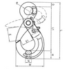 Technical Drawing of RiggFix Yellow Grade 80 Eye Auto Lock Hook