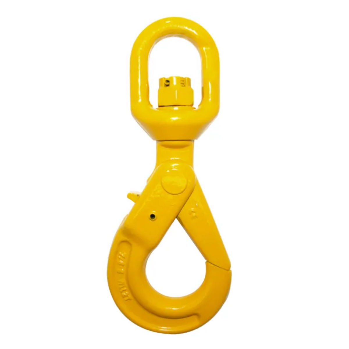 RiggFix Yellow Finish Grade 80 Swivel Auto Lock Hook