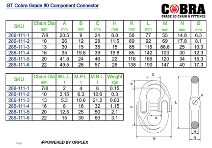 GT Cobra Grade 80 Component Connector