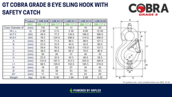 GT Cobra Grade 8 Eye Sling Hook with Safety Catch
