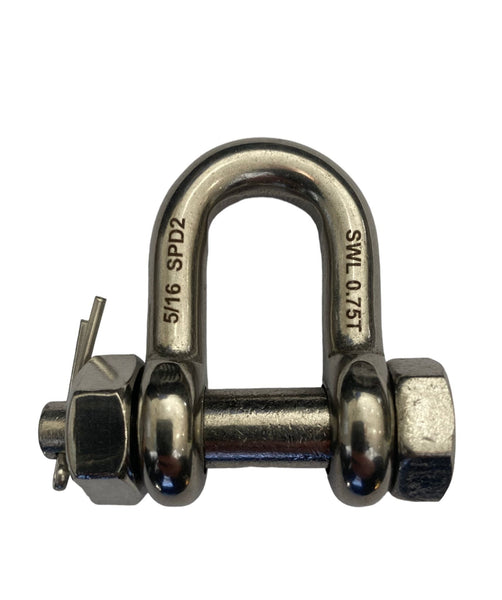 Load Rated AISI 316 Stainless Steel Safety Pin Dee Shackle
