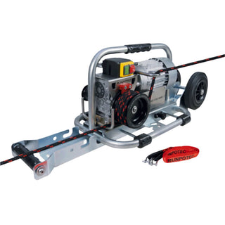  RUNPOTEC CW 800 E 230V Capstan Winch with steel trolley, rail & strap - 800kg