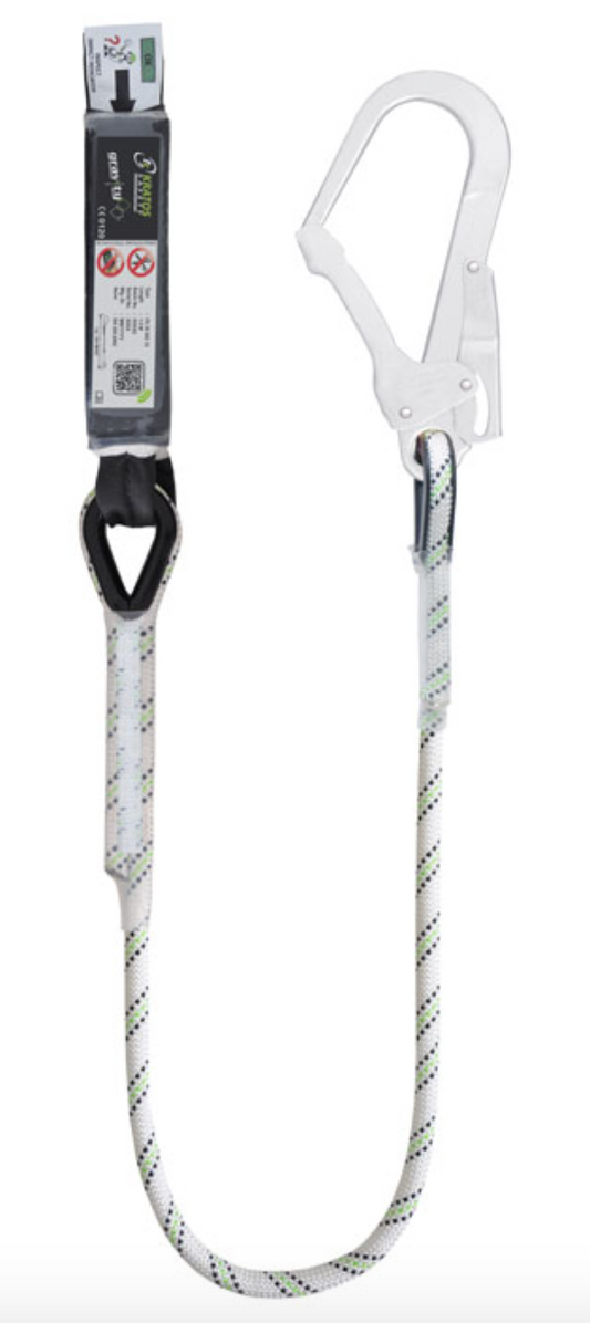 1.5m or 1.8m Gravity Shock Absorbing Kernmantle Single Rope Lanyard with Textile Loop & Scaff Hook 1.5m