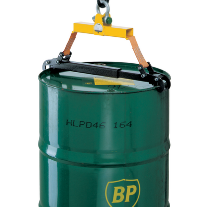 Yellow Camlok DA Low Headroom Drum Grab in use