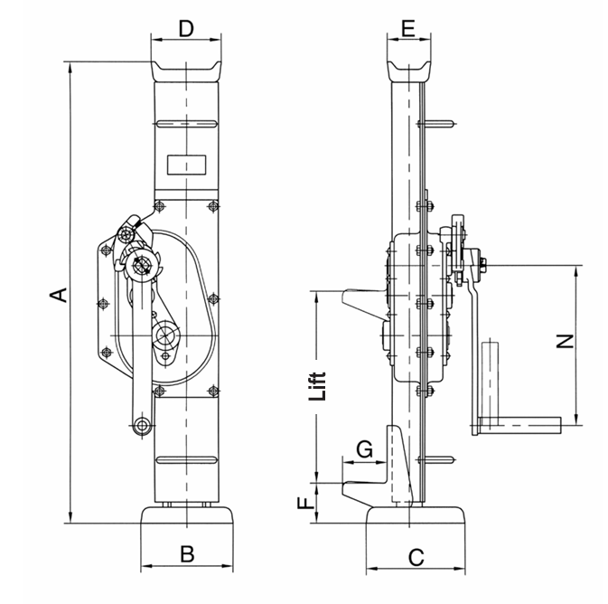 Technical Drawing of Pfaff STW-FvB Steel Jack