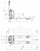 Technical Drawing of Pfaff EGU 15 E Li-Ion  Electric pallet Truck with dimensions labelled