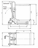 Technical Drawing of Pfaff PRAKTIKUS HP Mobile Platform Lift Table with Dimensions Labelled