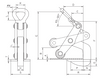 Technical drawing of Camlok RH1500 Horizontal Plate Clamp with Steel Roller