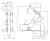 Technical drawing of Camlok WH  plate clamp with labelled dimensions